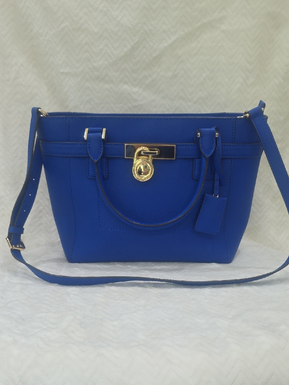Michael Kors Royal Blue  Structured Handbag with Gold Hardware